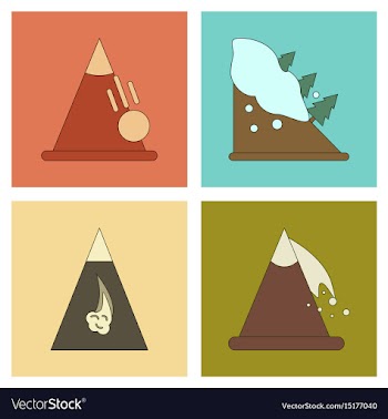 Assembly flat icons mountains snow avalanche vector image