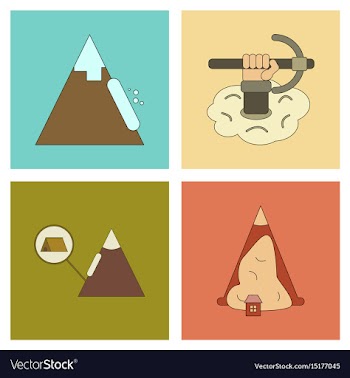 Assembly flat icons mountains snow avalanche vector image
