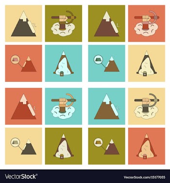 Assembly flat icons mountains snow avalanche vector image