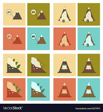Assembly flat icons mountains snow avalanche vector image