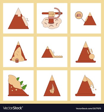 Assembly flat icons mountains snow avalanche vector image
