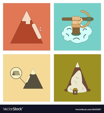 Assembly flat icons mountains snow avalanche vector image