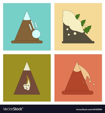 Assembly flat icons mountains snow avalanche vector image
