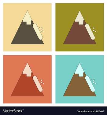 Assembly flat icons mountains snow avalanche vector image