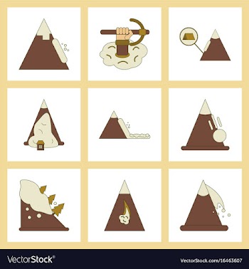 Assembly flat icons mountains snow avalanche vector image