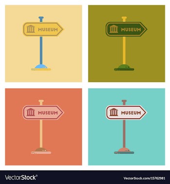 Assembly flat icons museum sign vector image