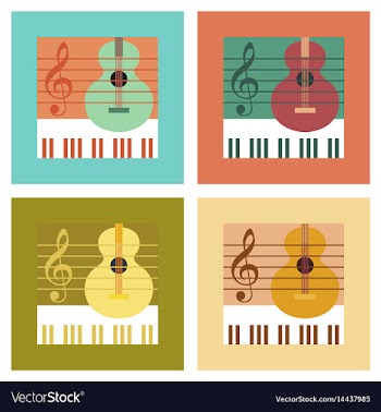 Assembly flat icons music lesson vector image