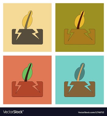 Assembly flat icons natural disaster earthquake vector image