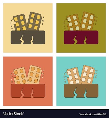 Assembly flat icons natural disaster earthquake vector image