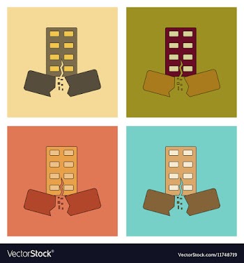 Assembly flat icons natural disaster earthquake vector image