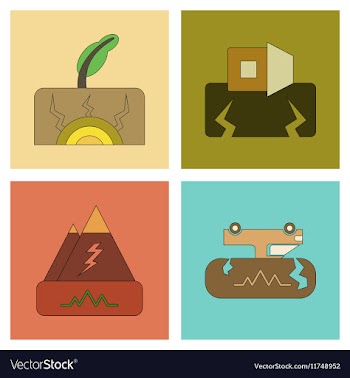 Assembly flat icons natural disaster earthquake vector image