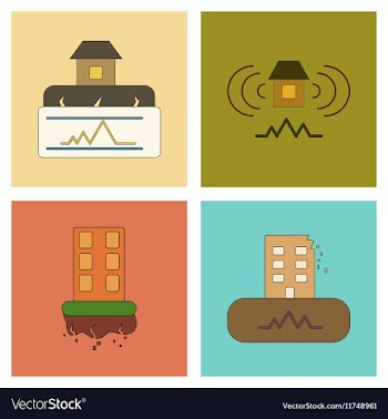Assembly flat icons natural disaster earthquake vector image