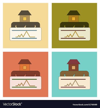 Assembly flat icons natural disaster earthquake vector image