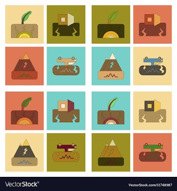 Assembly flat icons natural disaster earthquake vector image