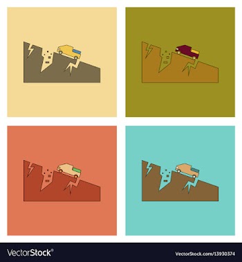 Assembly flat icons natural disaster earthquake vector image
