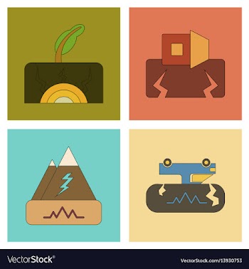Assembly flat icons natural disaster earthquake vector image
