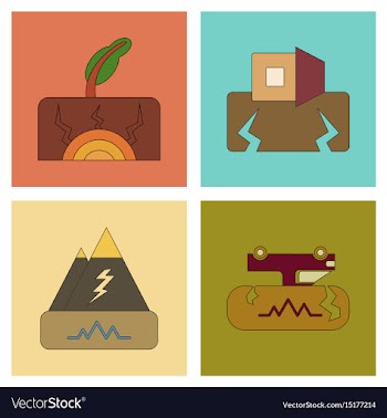Assembly flat icons natural disaster earthquake vector image