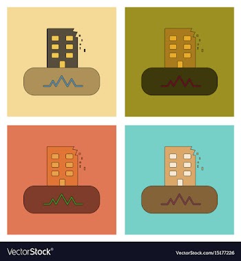 Assembly flat icons natural disaster earthquake vector image