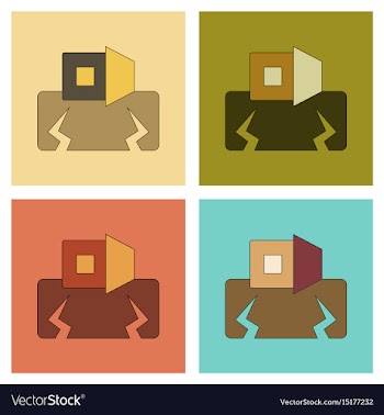 Assembly flat icons natural disaster earthquake vector image