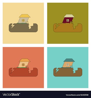 Assembly flat icons natural disaster earthquake vector image