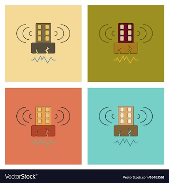 Assembly flat icons natural disaster earthquake vector image