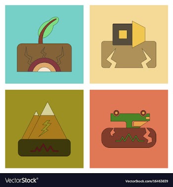 Assembly flat icons natural disaster earthquake vector image