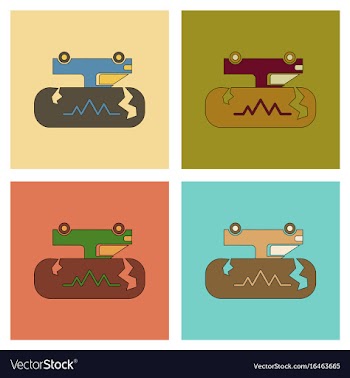 Assembly flat icons natural disaster earthquake vector image