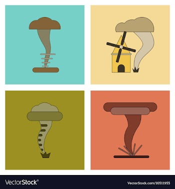 Assembly flat icons natural disaster tornado vector image
