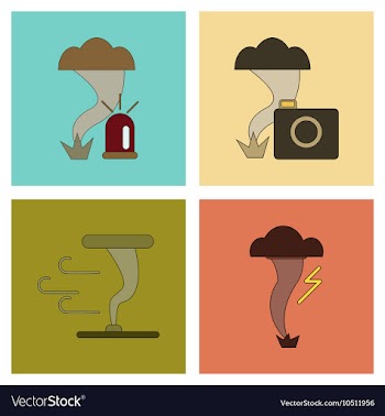 Assembly flat icons natural disaster tornado vector image