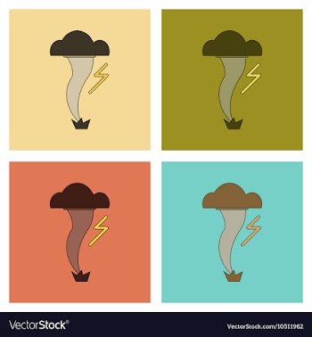 Assembly flat icons natural disaster tornado vector image