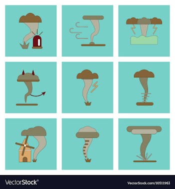 Assembly flat icons natural disaster tornado vector image