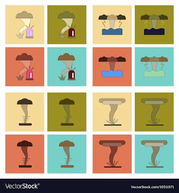 Assembly flat icons natural disaster tornado vector image