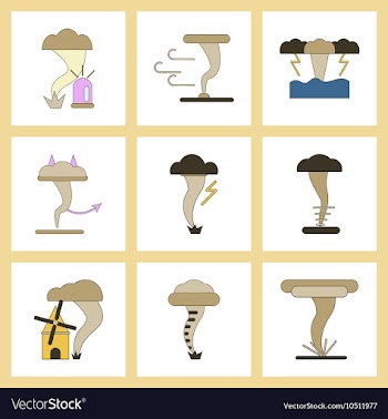 Assembly flat icons natural disaster tornado vector image