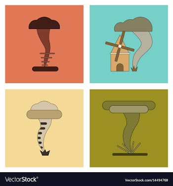 Assembly flat icons natural disaster tornado vector image