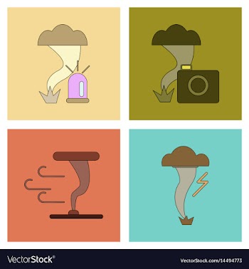Assembly flat icons natural disaster tornado vector image