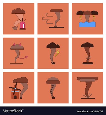 Assembly flat icons natural disaster tornado vector image