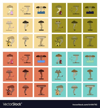 Assembly flat icons natural disaster tornado vector image