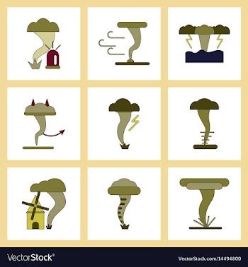Assembly flat icons natural disaster tornado vector image
