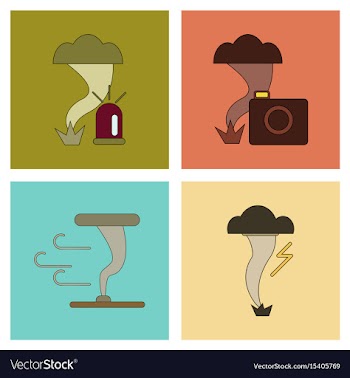 Assembly flat icons natural disaster tornado vector image