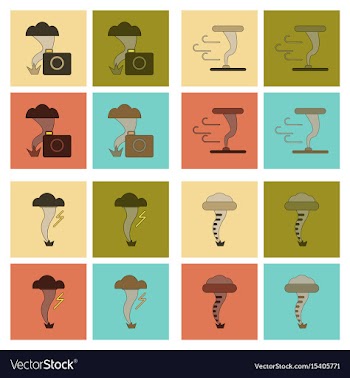 Assembly flat icons natural disaster tornado vector image