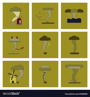 Assembly flat icons natural disaster tornado vector image