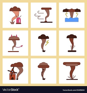 Assembly flat icons natural disaster tornado vector image