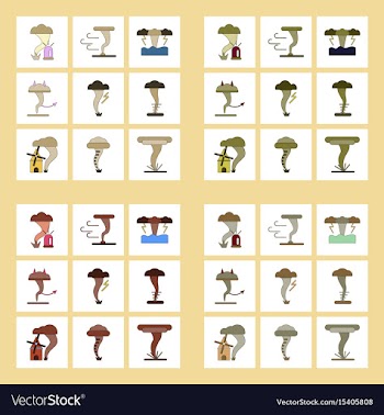 Assembly flat icons natural disaster tornado vector image