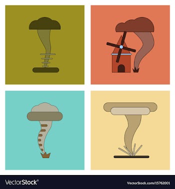 Assembly flat icons natural disaster tornado vector image