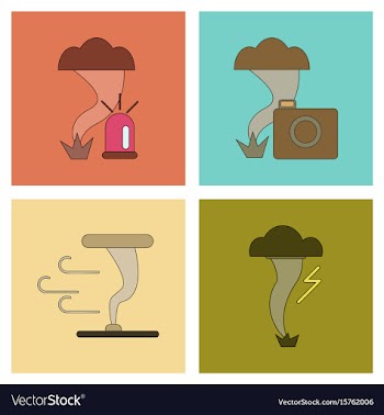 Assembly flat icons natural disaster tornado vector image