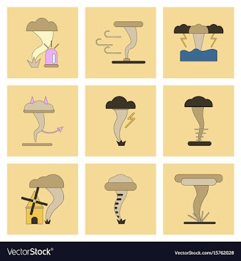 Assembly flat icons natural disaster tornado vector image