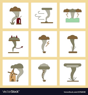 Assembly flat icons natural disaster tornado vector image