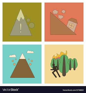 Assembly flat icons natural disasters vector image