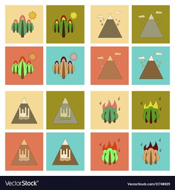 Assembly flat icons natural disasters vector image