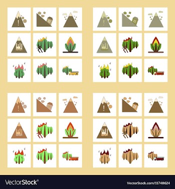 Assembly flat icons natural disasters vector image
